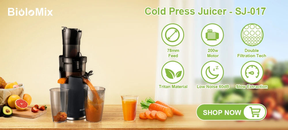 BioloMix Cold Press Juicer Large Feed Chute