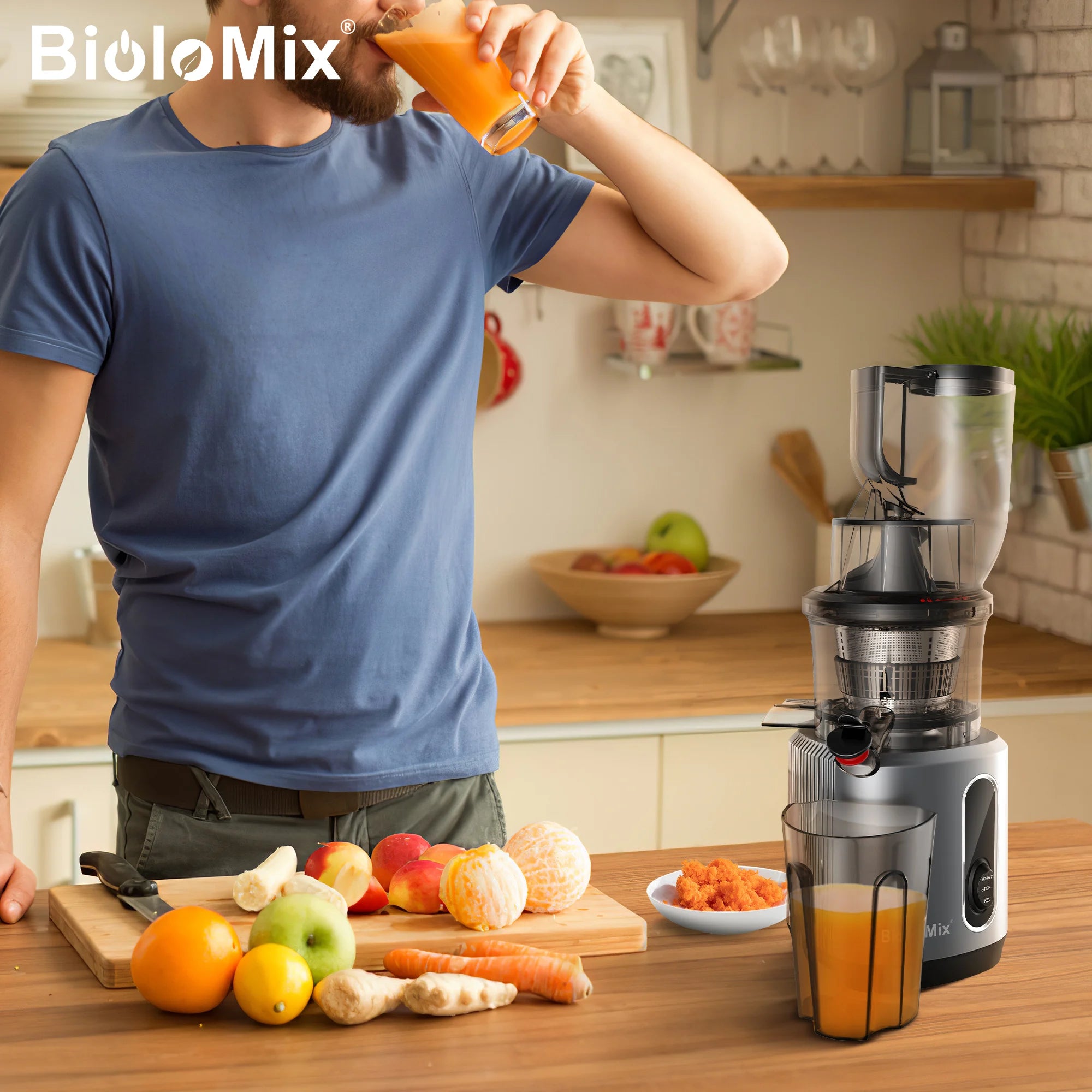 BioloMix Cold Press Juicer Large Feed Chute