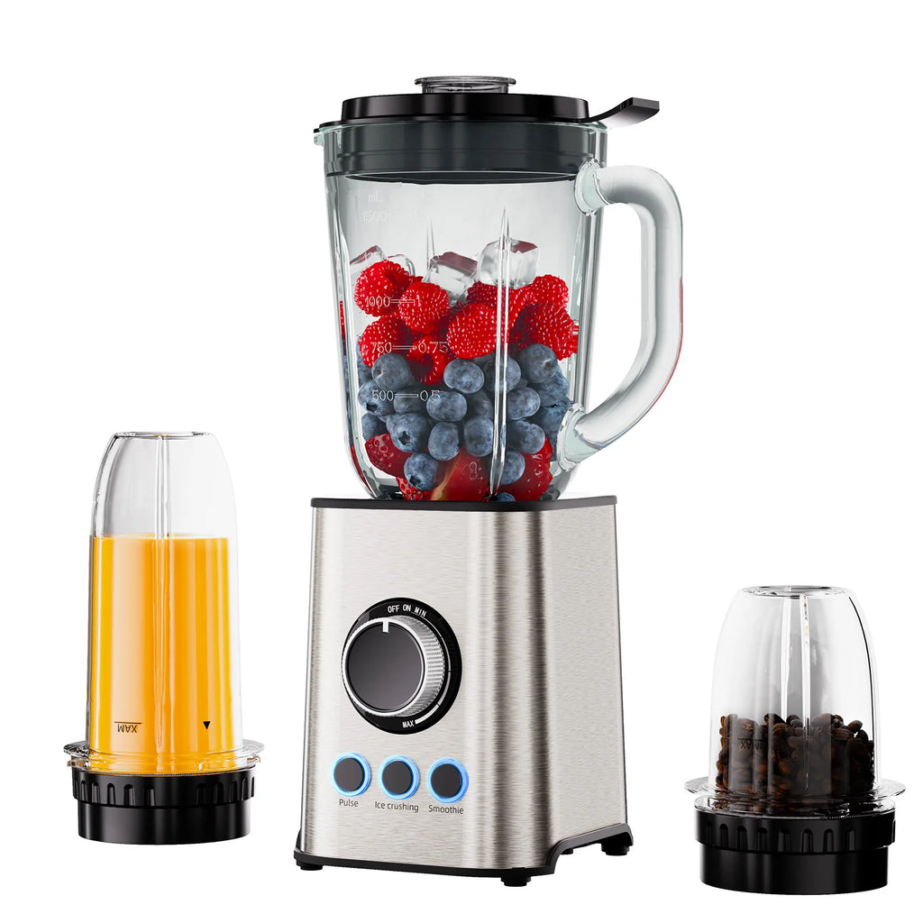 Biolomix 1300W Blender 1.5L 2 in 1 Glass Jar & Travel Cup