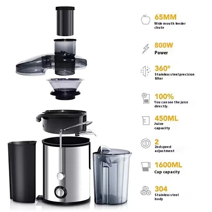 Compact Centrifugal Juicer with Large Chute