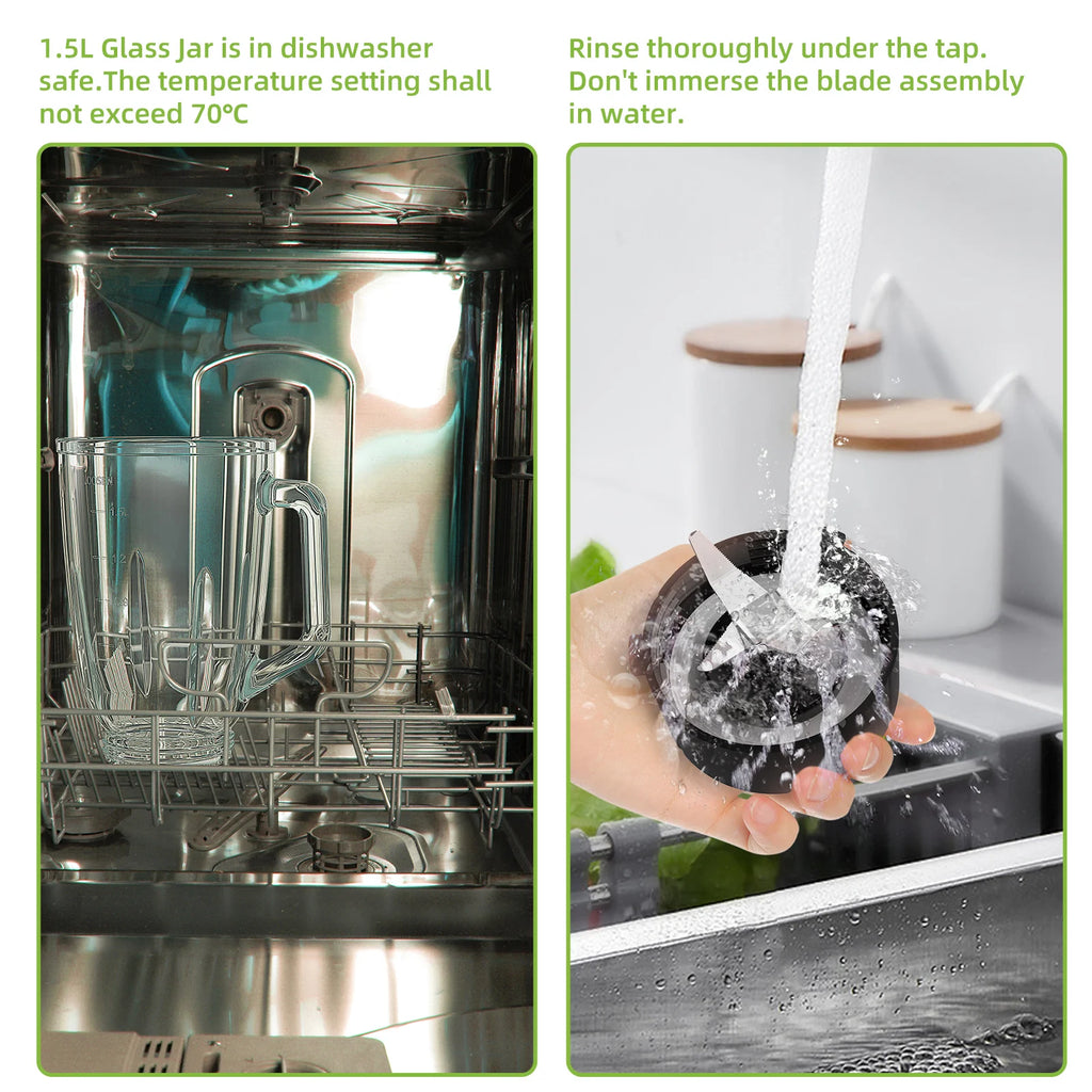 Biolomix 1300W Blender 1.5L 2-in-1 Glass Jar & Travel Cup