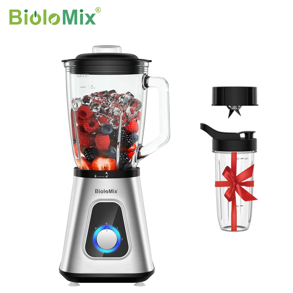Biolomix 1300W Blender 1.5L 2-in-1 Glass Jar & Travel Cup