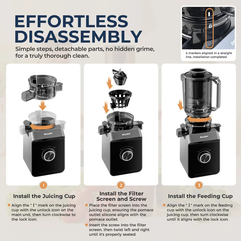 ROUNY Filter-Free Cold Press Juicer