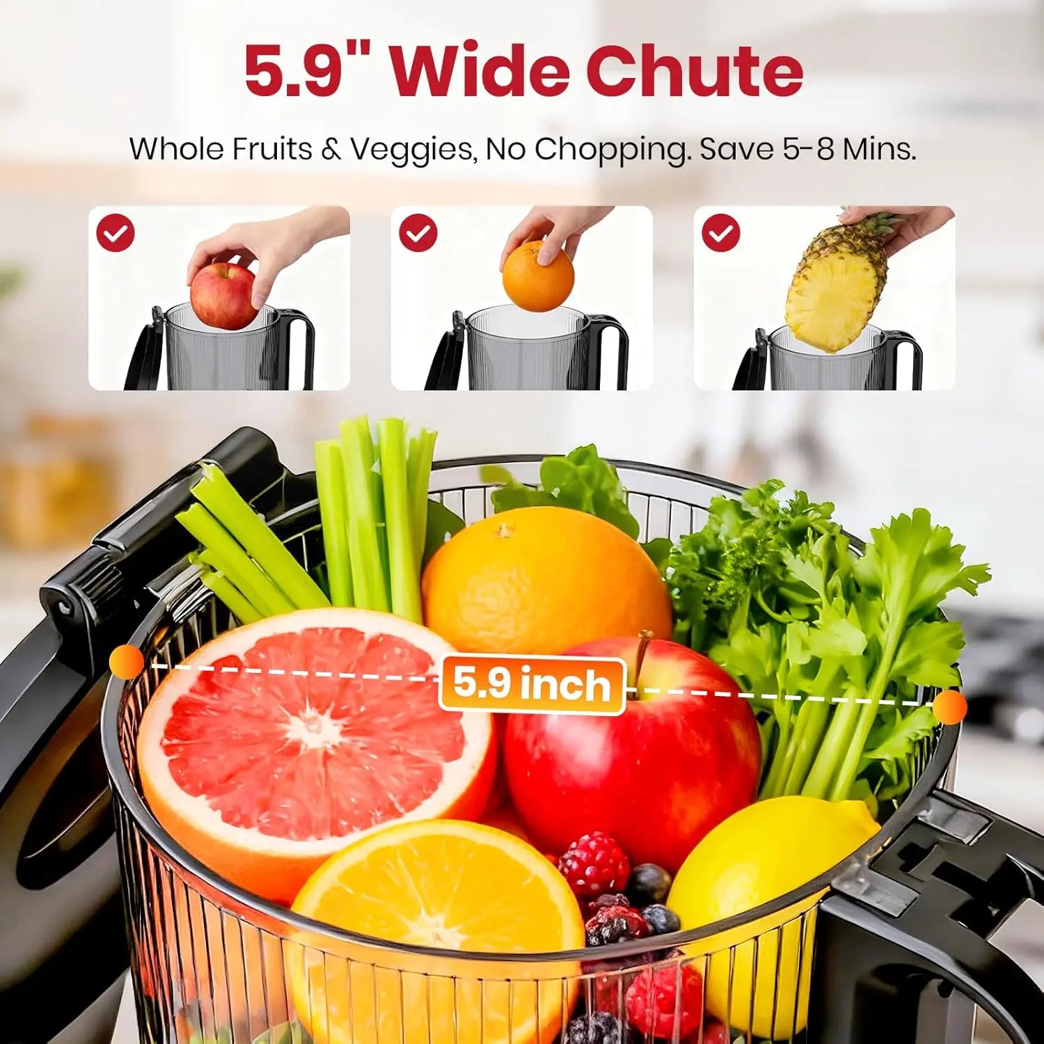 XMSJ 501-800W Cold Press Juicer 1L – Whole Fruit