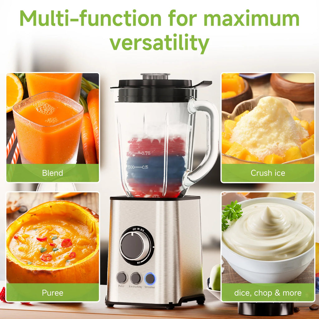 Biolomix 1300W Blender 1.5L 2 in 1 Glass Jar & Travel Cup