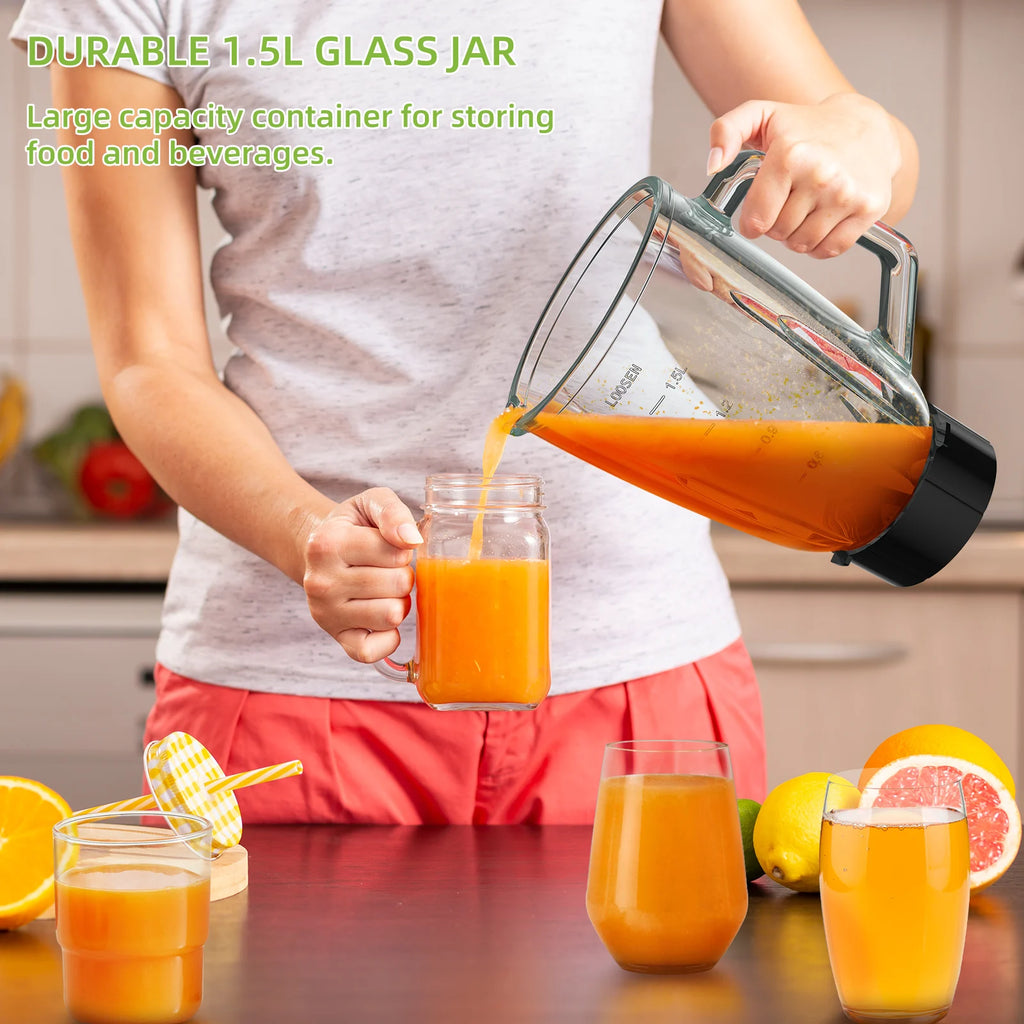 Biolomix 1300W Blender 1.5L 2-in-1 Glass Jar & Travel Cup