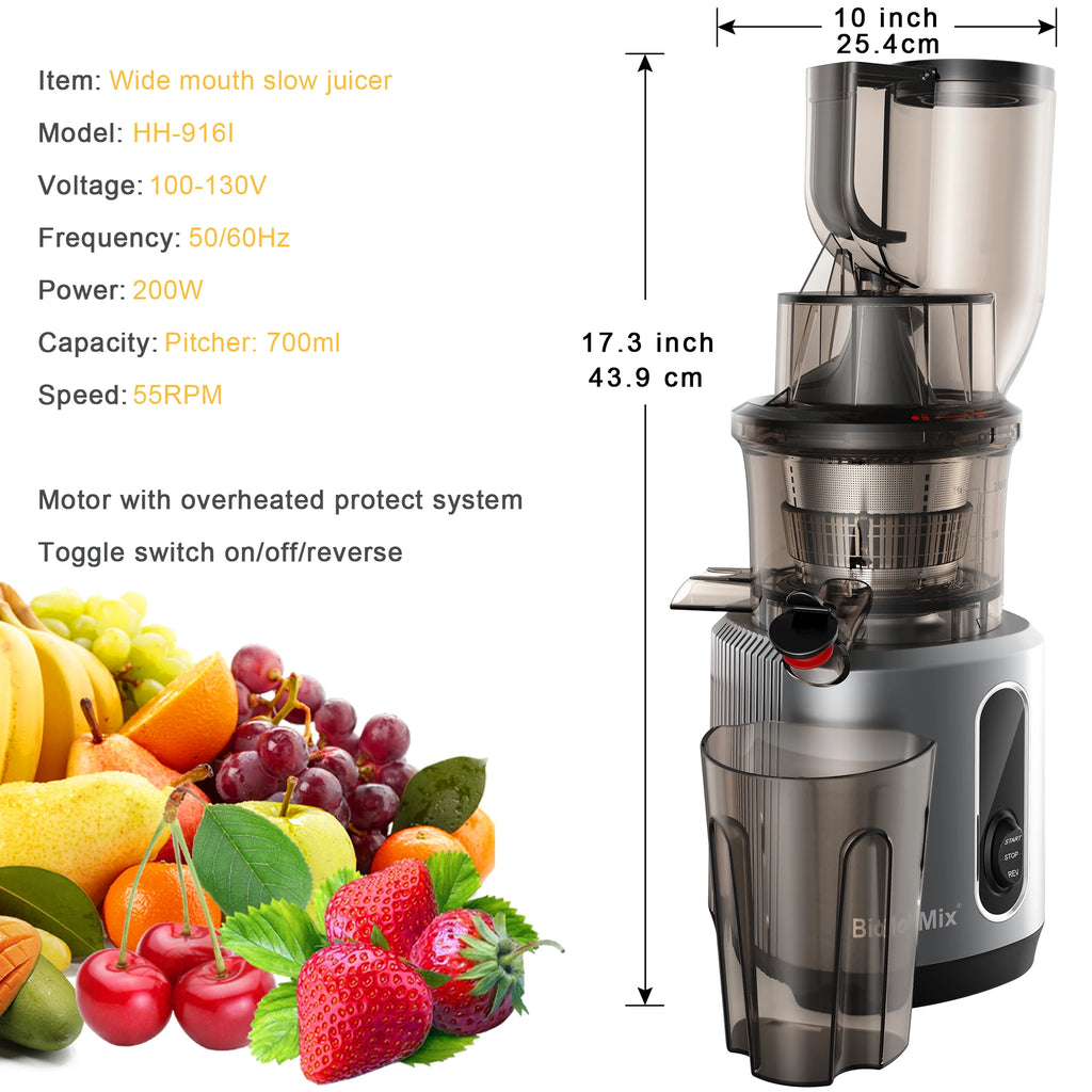 BioloMix Cold Press Juicer Large Feed Chute
