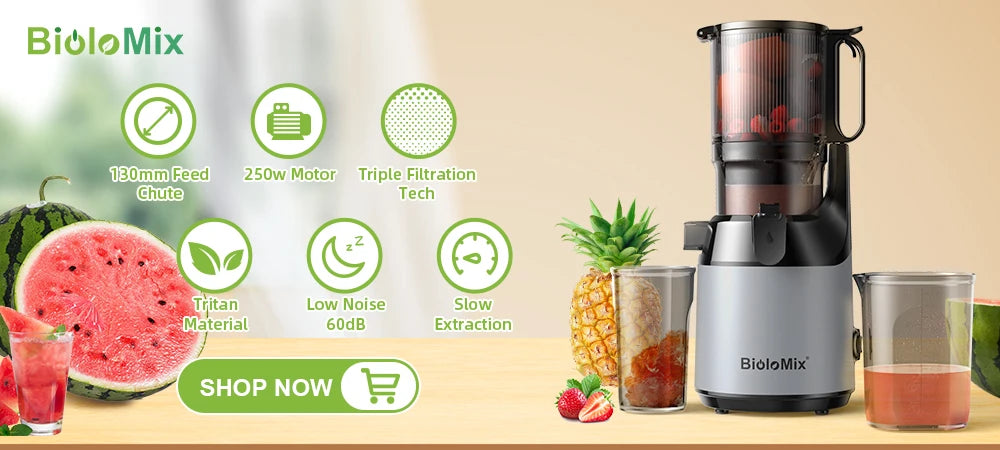 BioloMix Cold Press Juicer Large Feed Chute