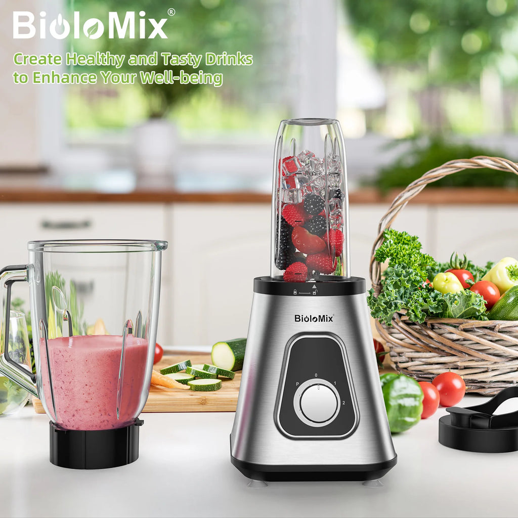 Biolomix 1300W Blender 1.5L 2-in-1 Glass Jar & Travel Cup