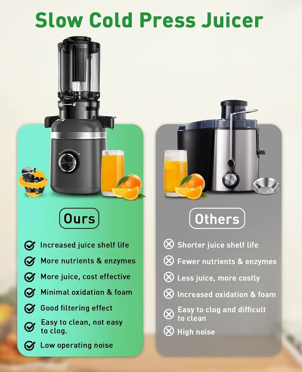 Next-Gen Cold Press Juicer with Built-in Blades