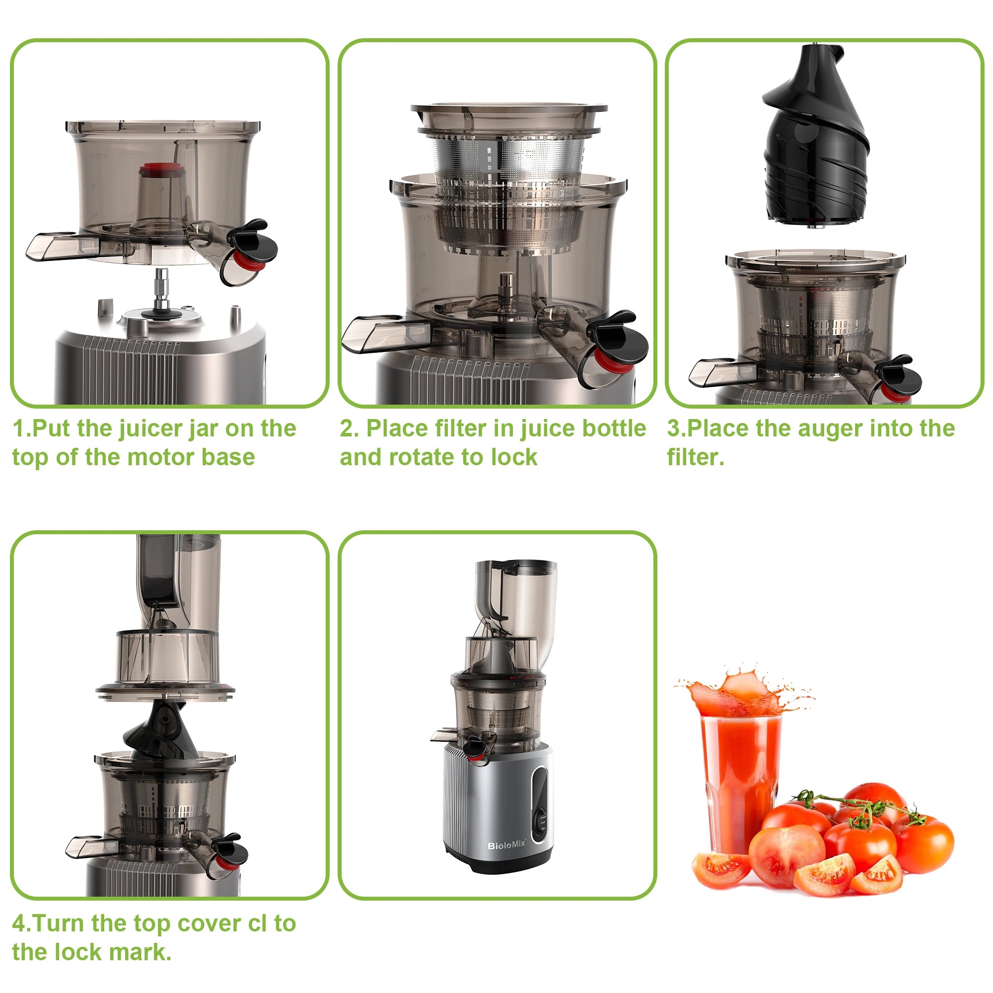BioloMix Cold Press Juicer Large Feed Chute