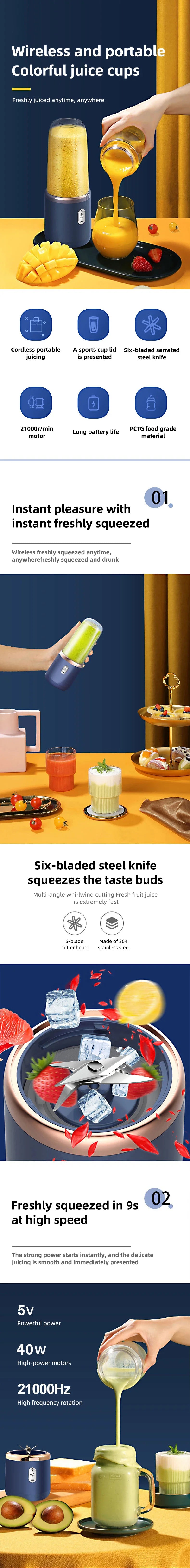 Portable Smoothie Blender for Home & Sports