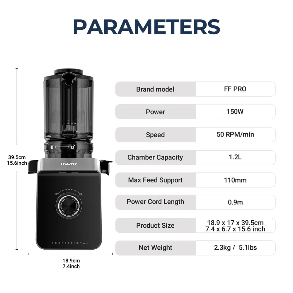 ROUNY Filter-Free Cold Press Juicer