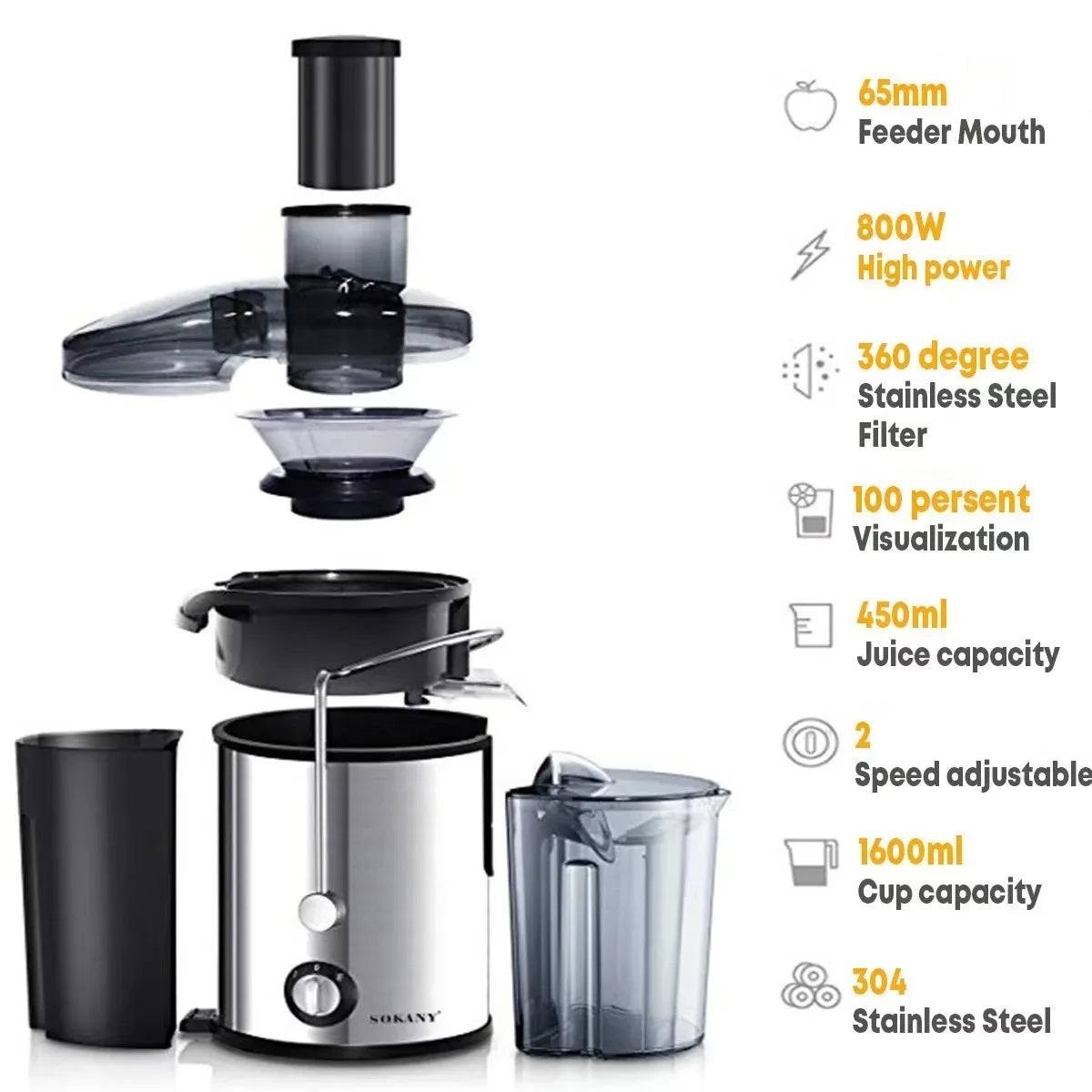 800W Dual-Speed Centrifugal Juicer