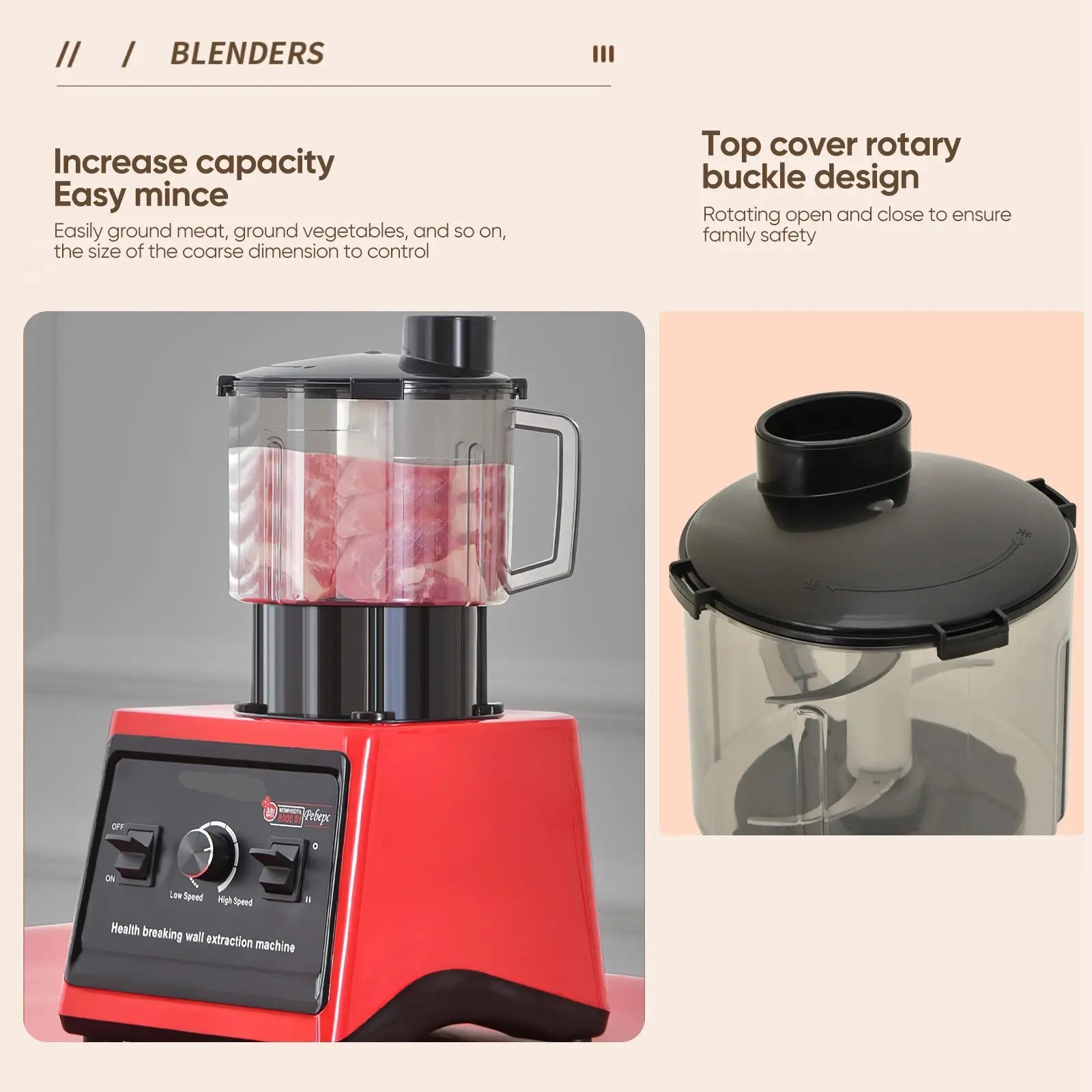 TKKEACE 9500W Blender 3L – 3-in-1 High-Speed