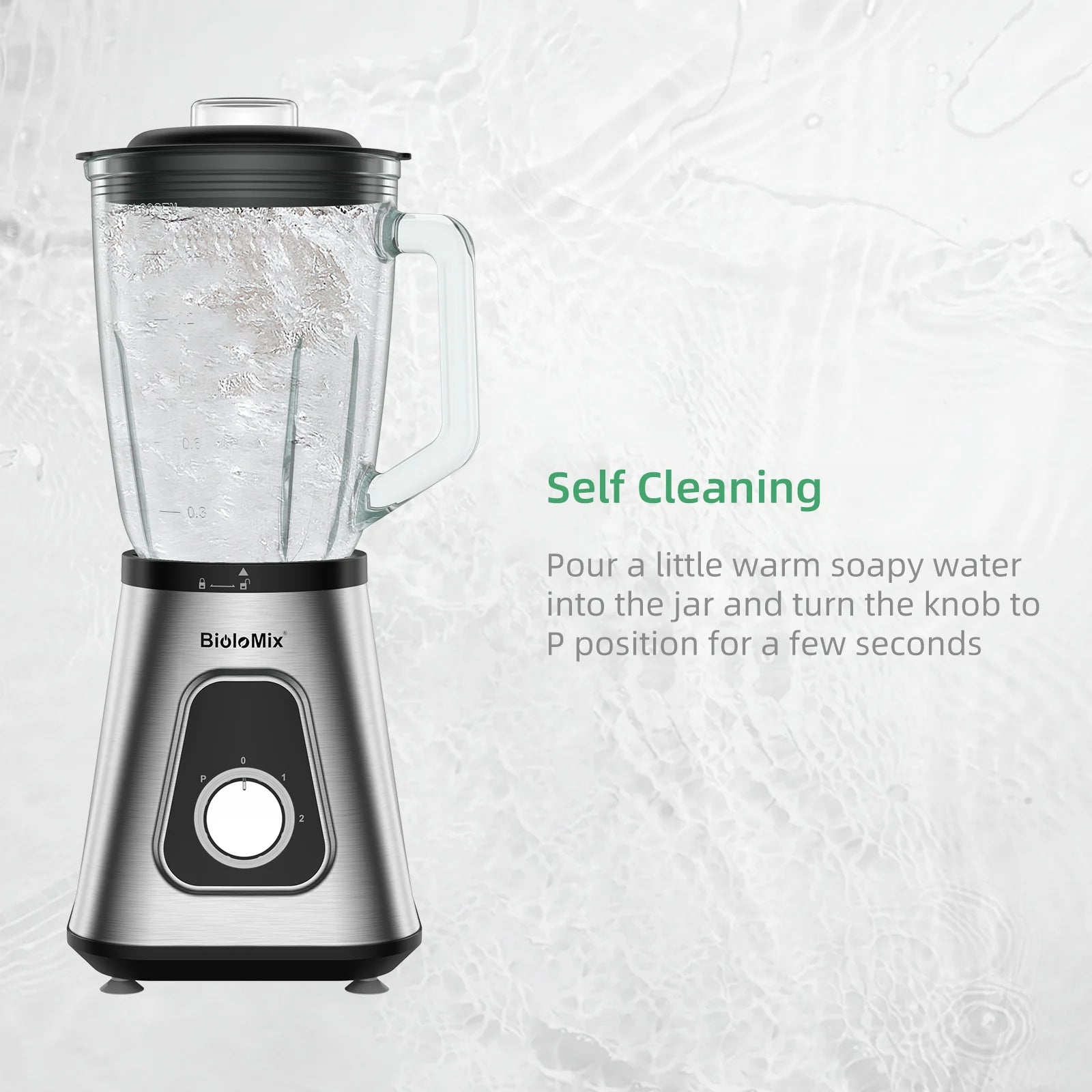 Biolomix 1300W Blender 1.5L 2-in-1 Glass Jar & Travel Cup