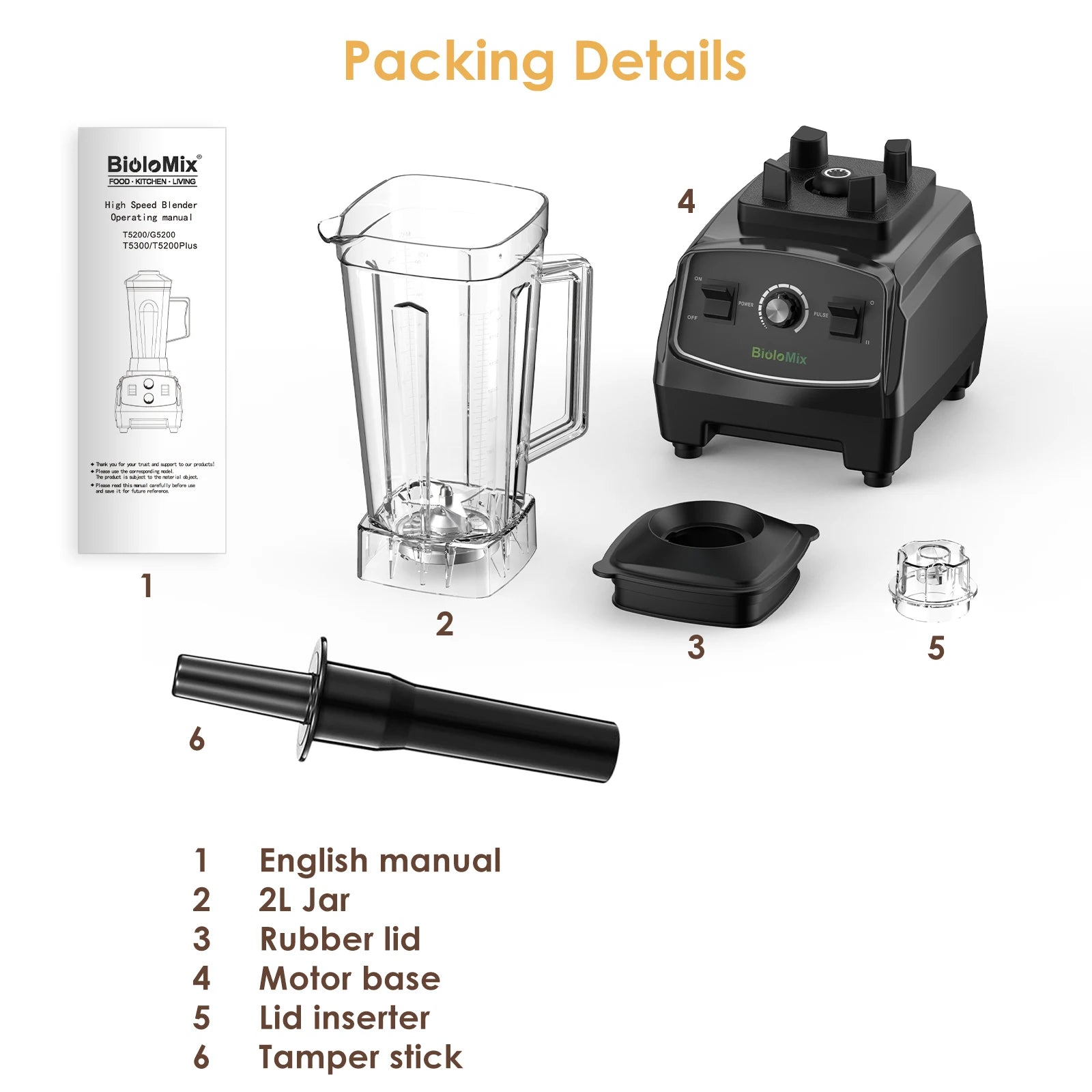 Biolomix G5200 Blender 2L- 6-Blade Multi-Purpose