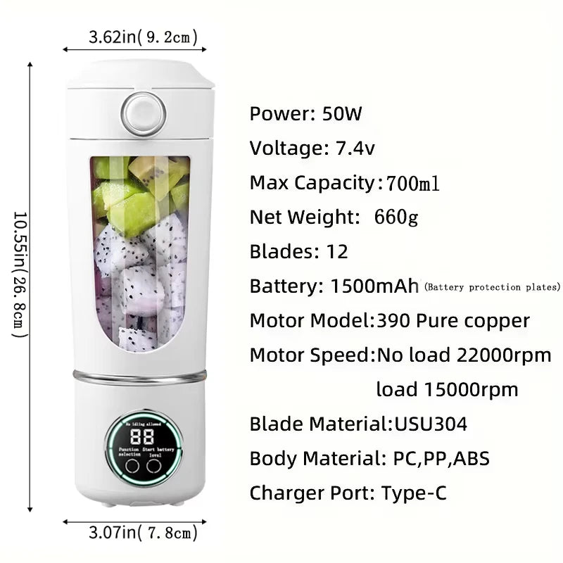 Large-Capacity Portable Smoothie Blender 700ml