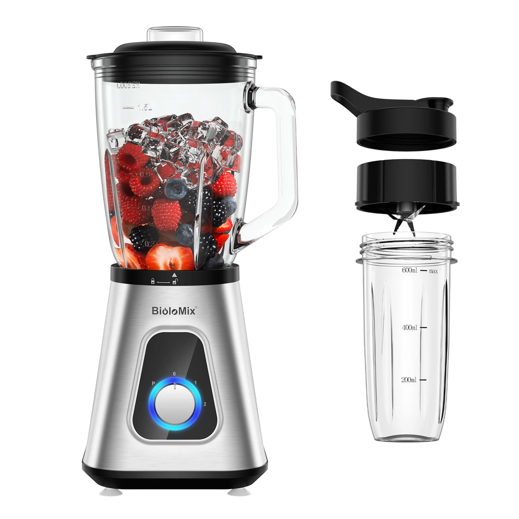Biolomix 1300W Blender 1.5L 2-in-1 Glass Jar & Travel Cup